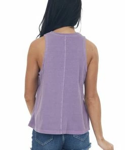 HYFVE Grape Vintage Wash Crew Neck Knit Tank Top Tops