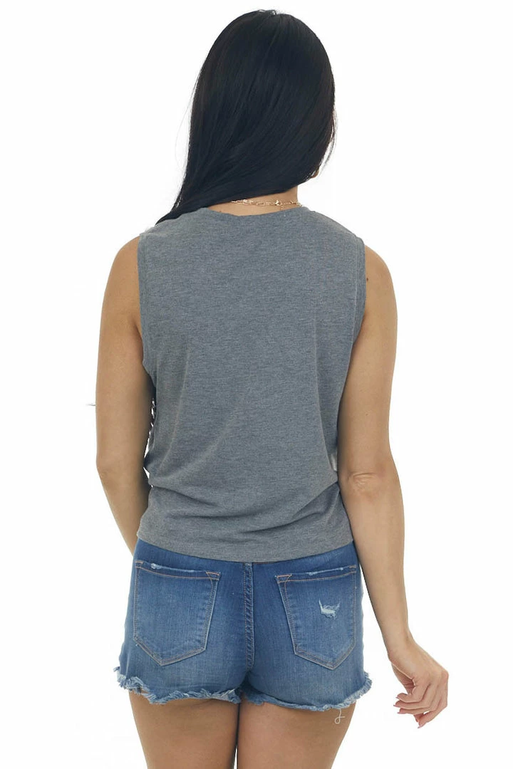 Aemi + Co Graphite Muscle Knit Tee With Twist Detail 7 Aemi + Co Graphite Muscle Knit Tee With Twist Detail