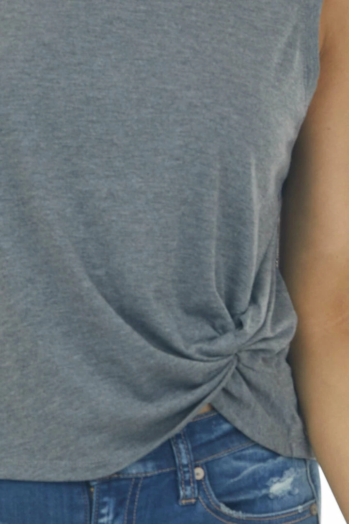 Aemi + Co Graphite Muscle Knit Tee With Twist Detail 8 Aemi + Co Graphite Muscle Knit Tee With Twist Detail