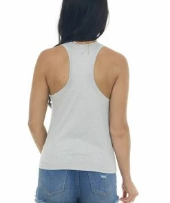 HYFVE Tops Grey Melange Racerback Knit Tank Top