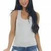 HYFVE Tops Grey Melange Racerback Knit Tank Top