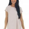 Easel Hazy Blush Melange Raw Edge High Low Hem Top Tops