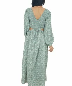 Entro Hazy Jade Floral Print Side Cut Out Maxi Dress Dresses