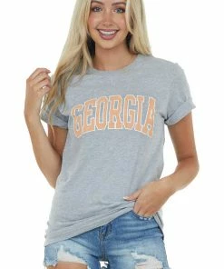 Blume+Co Heather Grey'Georgia' Graphic Tee Shirt Tops