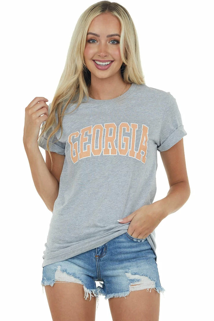 Blume+Co Heather Grey 'Georgia' Graphic Tee Shirt Tops 3 Blume+Co Heather Grey 'Georgia' Graphic Tee Shirt Tops