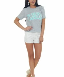 Blume+Co Heather Grey 'Florida' Graphic Tee Shirt Tops