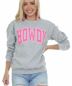 Rosemead Heather Grey 'Howdy' Graphic Sweatshirt Tops
