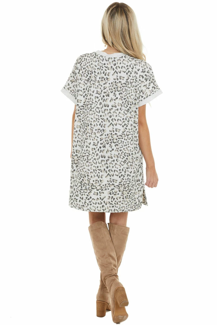 Jodifl Heather Grey Leopard Print Short Sleeve Knit Dress 9 Jodifl Heather Grey Leopard Print Short Sleeve Knit Dress