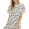 Jodifl Heather Grey Leopard Print Short Sleeve Knit Dress