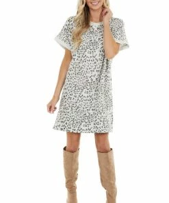 Jodifl Heather Grey Leopard Print Short Sleeve Knit Dress 20 Jodifl Heather Grey Leopard Print Short Sleeve Knit Dress