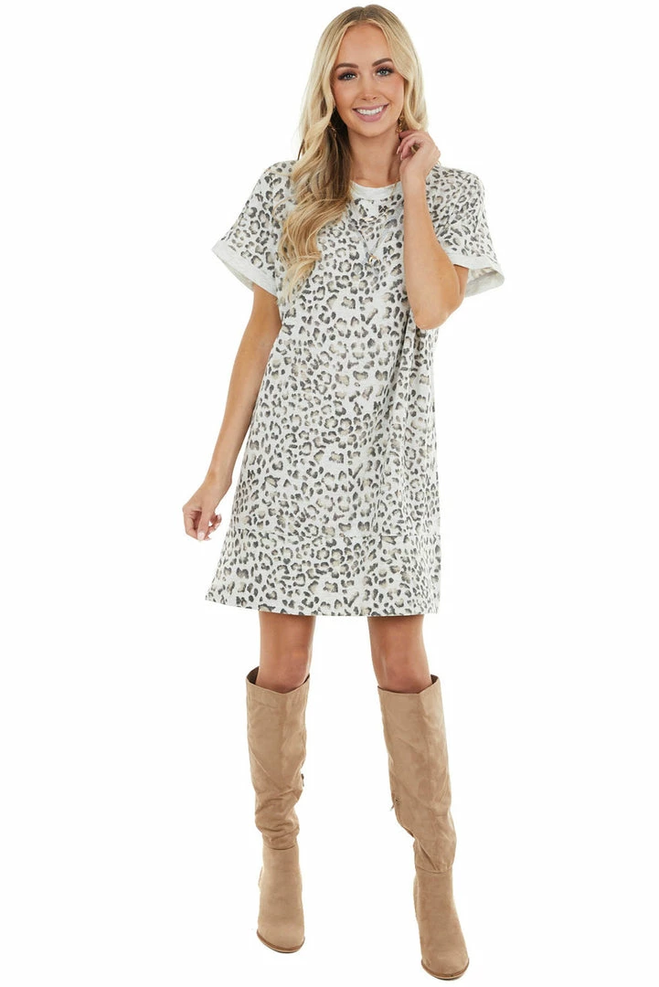 Jodifl Heather Grey Leopard Print Short Sleeve Knit Dress 5 Jodifl Heather Grey Leopard Print Short Sleeve Knit Dress