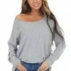 Peach Love Heather Grey Long Sleeve Waffle Knit Top With Front Pocket Tops 1 Peach Love Heather Grey Long Sleeve Waffle Knit Top With Front Pocket Tops