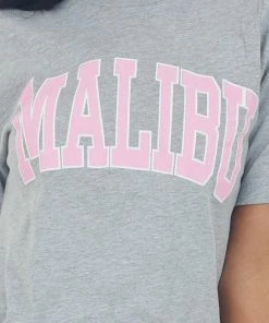 Blume+Co Tops Heather Grey 'Malibu' Graphic Tee Shirt