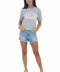 Blume+Co Tops Heather Grey 'Malibu' Graphic Tee Shirt