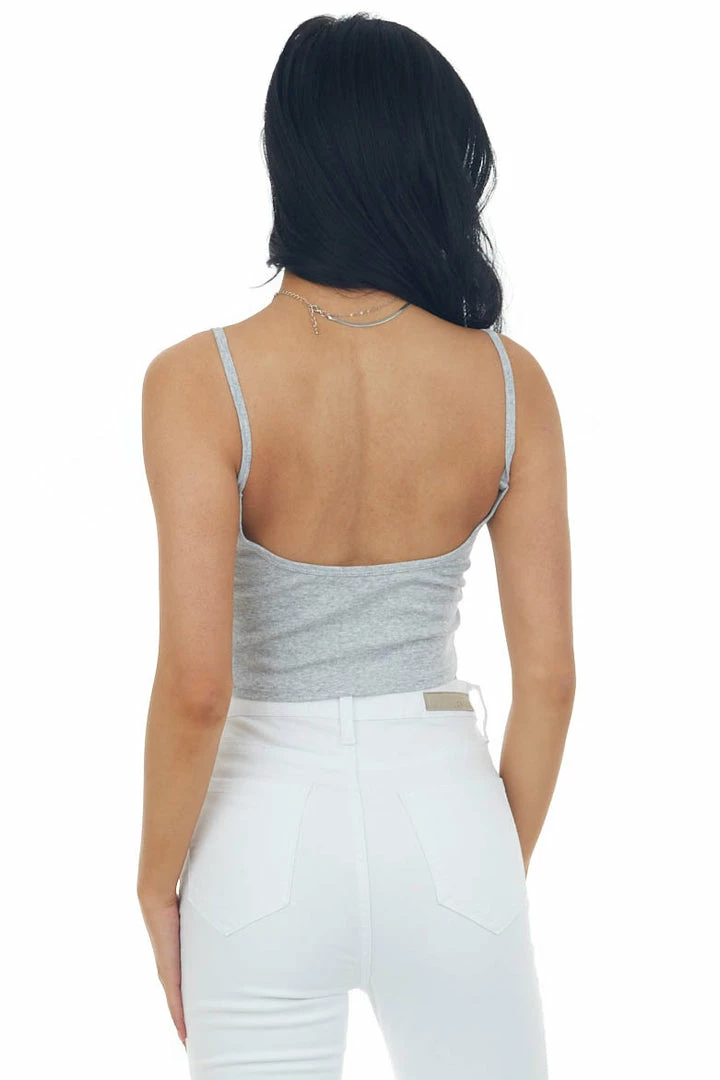 Trend Notes Heather Grey Padded Cropped V Neck Knit Cami 7 Trend Notes Heather Grey Padded Cropped V Neck Knit Cami
