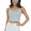 Trend Notes Heather Grey Padded Cropped V Neck Knit Cami