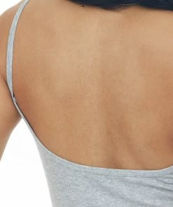 Trend Notes Heather Grey Padded Cropped V Neck Knit Cami 13 Trend Notes Heather Grey Padded Cropped V Neck Knit Cami