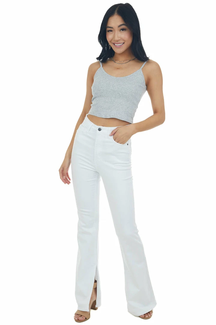 Trend Notes Heather Grey Padded Cropped V Neck Knit Cami 5 Trend Notes Heather Grey Padded Cropped V Neck Knit Cami