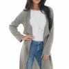 Cozy Co. Heather Grey Ribbed Knit Tunic Cardigan