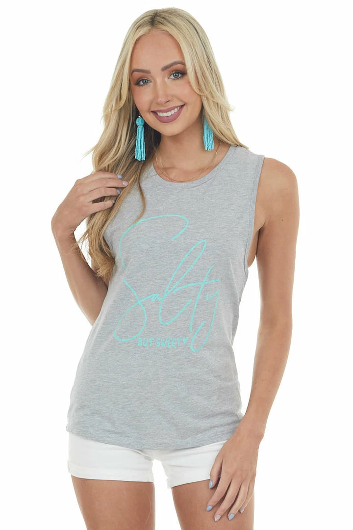 Blume+Co Heather Grey 'Salty But Sweet' Graphic Tank Top 5 Blume+Co Heather Grey 'Salty But Sweet' Graphic Tank Top