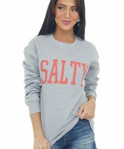 Blume+Co Heather Grey 'Salty' Graphic Sweatshirt