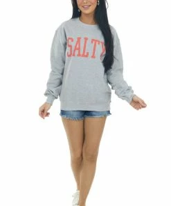 Blume+Co Heather Grey 'Salty' Graphic Sweatshirt