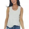 143 Story Heather Grey Scoop Neck Stretchy Knit Tank Top