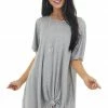 Lush Clothing Heather Grey Short Dress With Criss Cross Back Detail