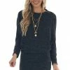 143 Story Heathered Black Blouson Sweater Dress 1 143 Story Heathered Black Blouson Sweater Dress