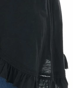 ANGIE Heathered Black Knit Tank Top With Ruffle And Lace Details