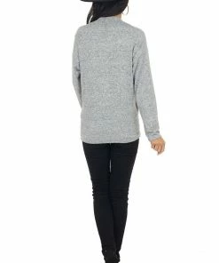 Cherish Heathered Dove Wrapped Surplice Long Sleeve Knit Top 21 Cherish Heathered Dove Wrapped Surplice Long Sleeve Knit Top