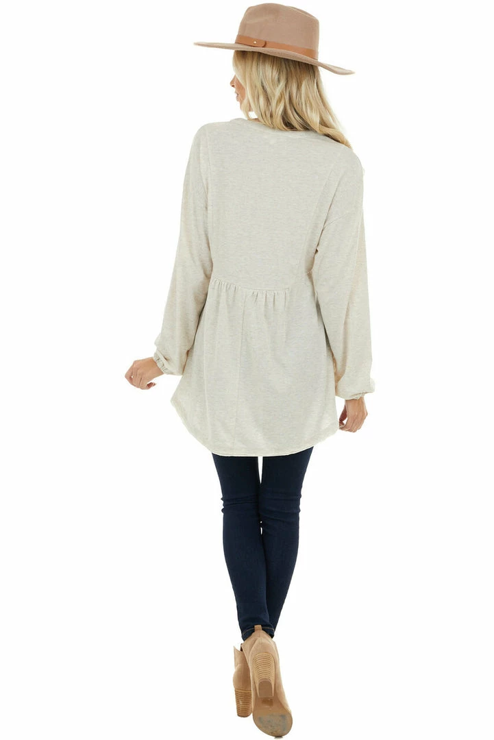 Umgee Heathered Oatmeal Oversized Top With Rainbow Speckles 9 Umgee Heathered Oatmeal Oversized Top With Rainbow Speckles