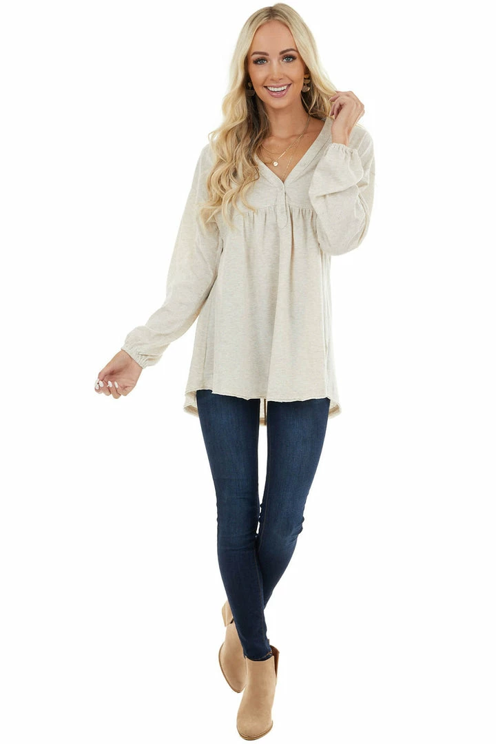 Umgee Heathered Oatmeal Oversized Top With Rainbow Speckles 6 Umgee Heathered Oatmeal Oversized Top With Rainbow Speckles