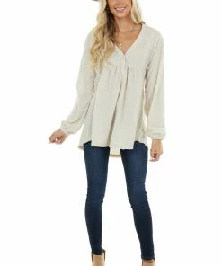 Umgee Heathered Oatmeal Oversized Top With Rainbow Speckles