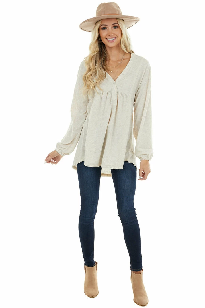 Umgee Heathered Oatmeal Oversized Top With Rainbow Speckles 4 Umgee Heathered Oatmeal Oversized Top With Rainbow Speckles