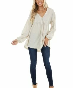 Umgee Heathered Oatmeal Oversized Top With Rainbow Speckles 20 Umgee Heathered Oatmeal Oversized Top With Rainbow Speckles