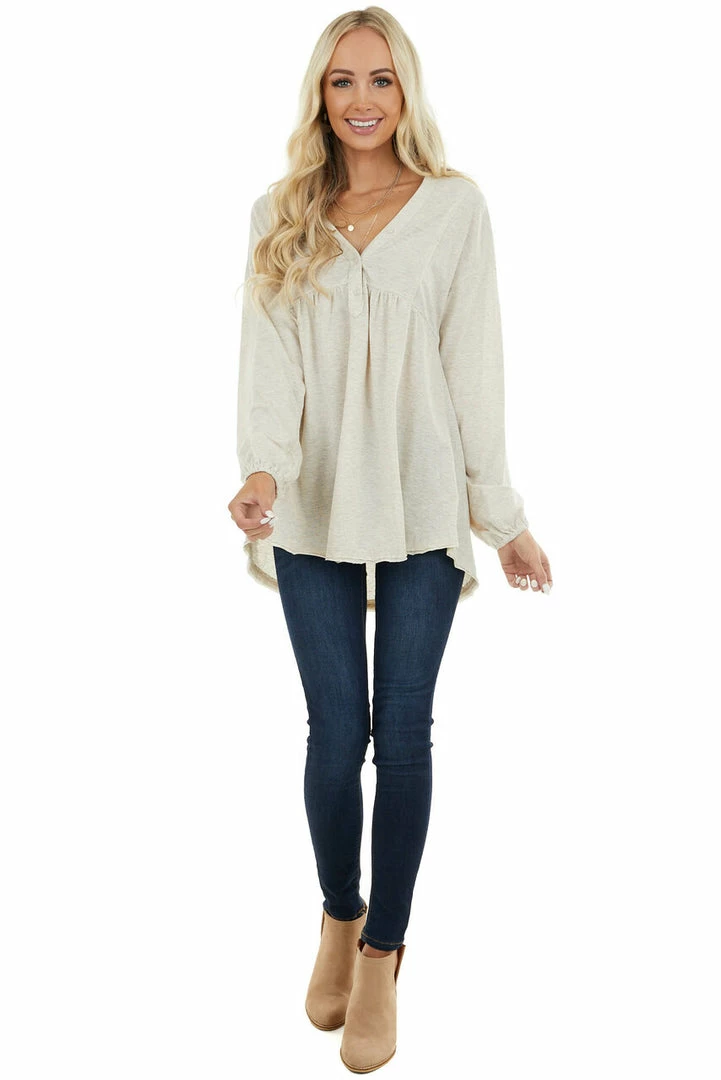 Umgee Heathered Oatmeal Oversized Top With Rainbow Speckles 7 Umgee Heathered Oatmeal Oversized Top With Rainbow Speckles