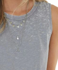 Peach Love Heathered Stone Stretchy Knit Tank Top With Raw Hemline