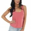 HYFVE Tops Heathered Watermelon Lightweight Knit Tank Top With Pocket