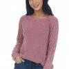 BiBi Tops Hibiscus Mineral Wash Raglan Sleeve Sweater