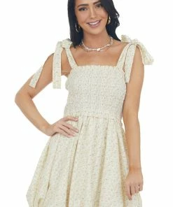 Entro Honeysuckle Ditsy Floral Bubble Hem Mini Dress