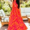 Miss Sparkling Dresses Hot Pink Floral Print Halter Neck Tiered Maxi Dress 1 Miss Sparkling Dresses Hot Pink Floral Print Halter Neck Tiered Maxi Dress