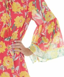 Flying Tomato Hot Pink Floral Print Off The Shoulder Romper