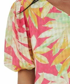Flying Tomato Hot Pink Tropical Print One Shoulder Blouse 17 Flying Tomato Hot Pink Tropical Print One Shoulder Blouse