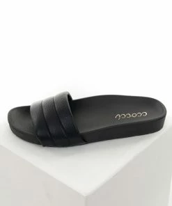 CCOCCI Black Faux Leather Slide On Sandals