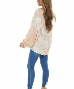 Umgee Dusty Blush And Ivory Tie Dye Swiss Dot Long Sleeve Top 32 Umgee Dusty Blush And Ivory Tie Dye Swiss Dot Long Sleeve Top