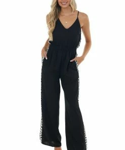 Main Strip Black Leopard Contrast Sleeveless Jumpsuit Dresses 26 Main Strip Black Leopard Contrast Sleeveless Jumpsuit Dresses