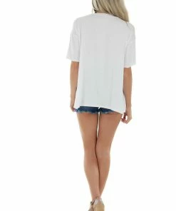 Jodifl Off White Short Sleeve Fringe Overlay Knit Top