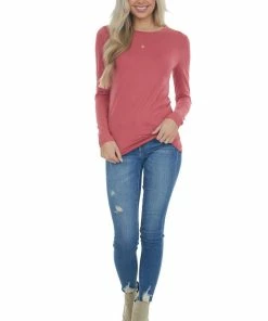 ZENANA Punch Solid Soft Knit Top With Long Sleeves