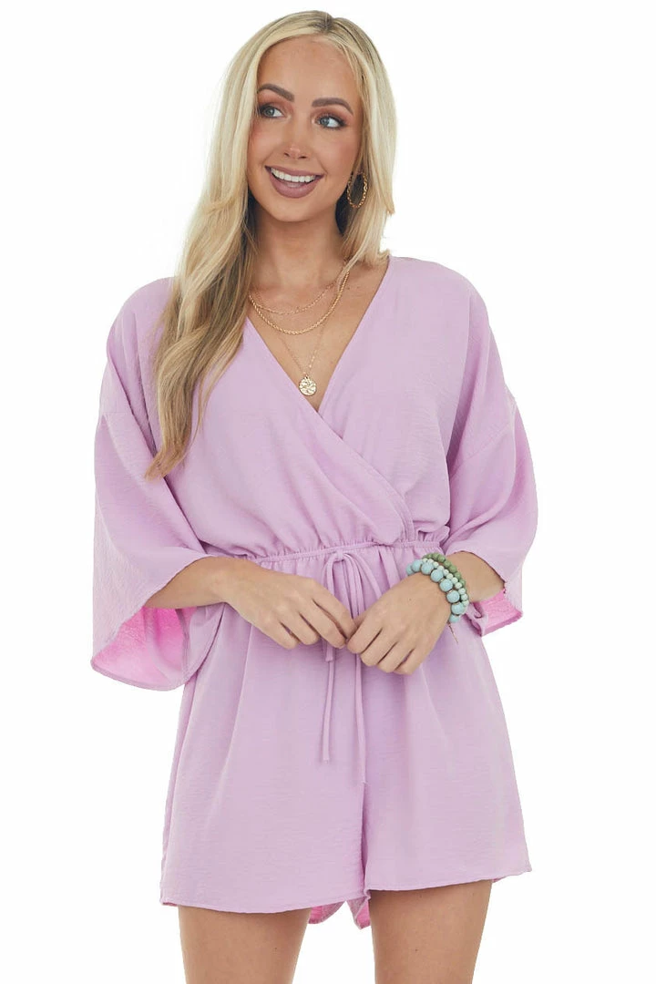143 Story Orchid 3-4 Kimono Sleeve Romper With Elastic Waistline 4 143 Story Orchid 3-4 Kimono Sleeve Romper With Elastic Waistline